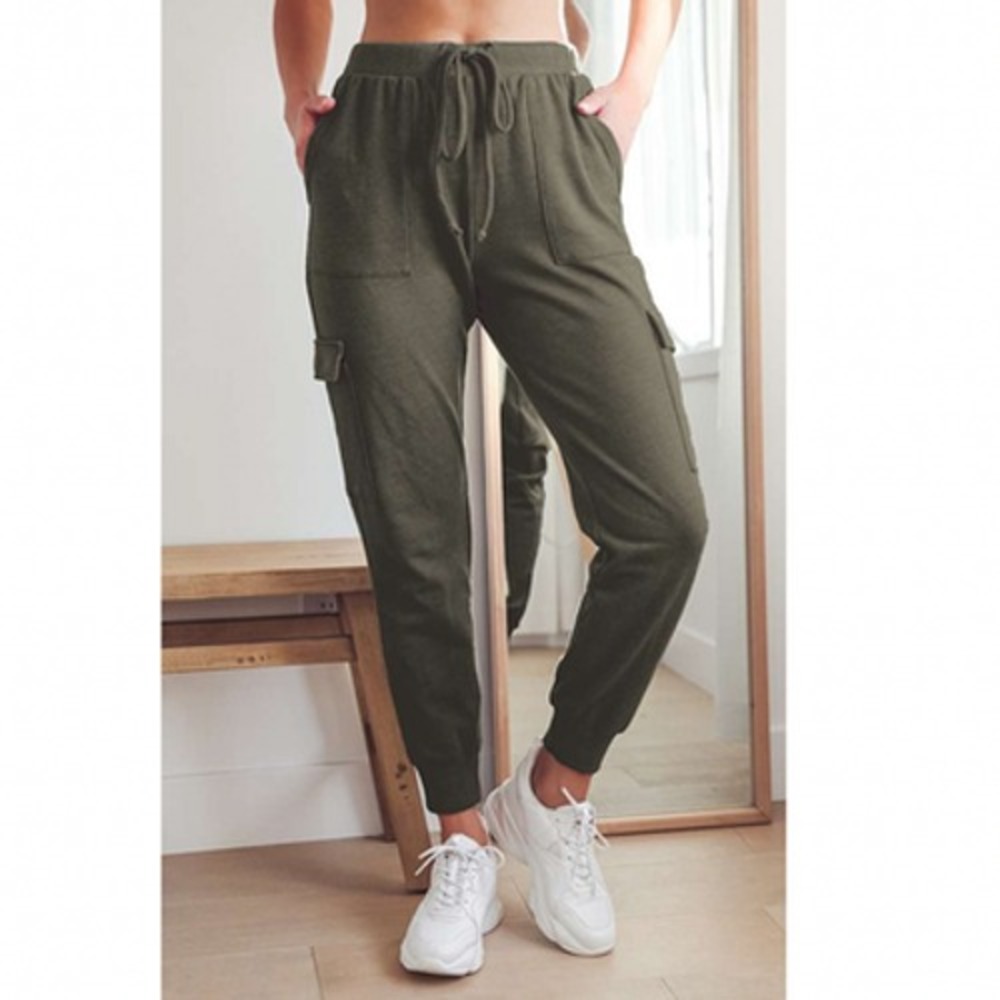 Lulus Cargo Jogger Pants Womens Small Army Green Drawstring Pocket Casual NEW - Picture 16 of 16
